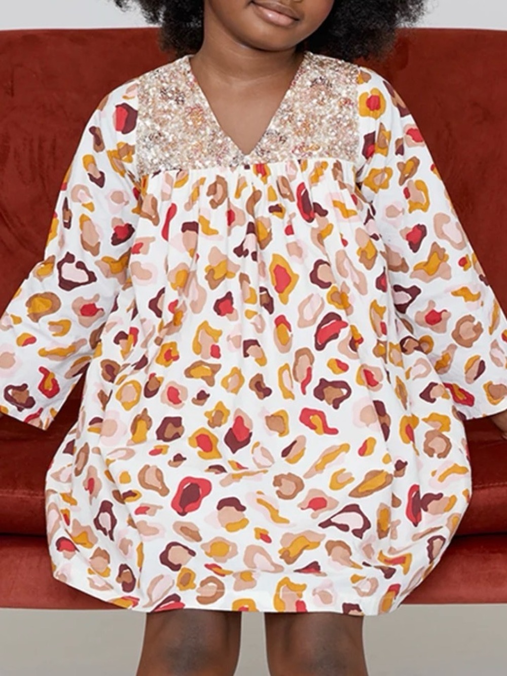 Pink Chicken Sequin Full Dress Courtney Multi Leopard Sz 8Y EUC